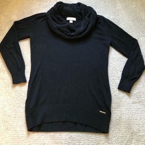 Michael Kohr black tunic cowl neck sweater